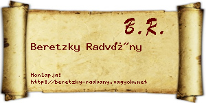 Beretzky Radvány névjegykártya